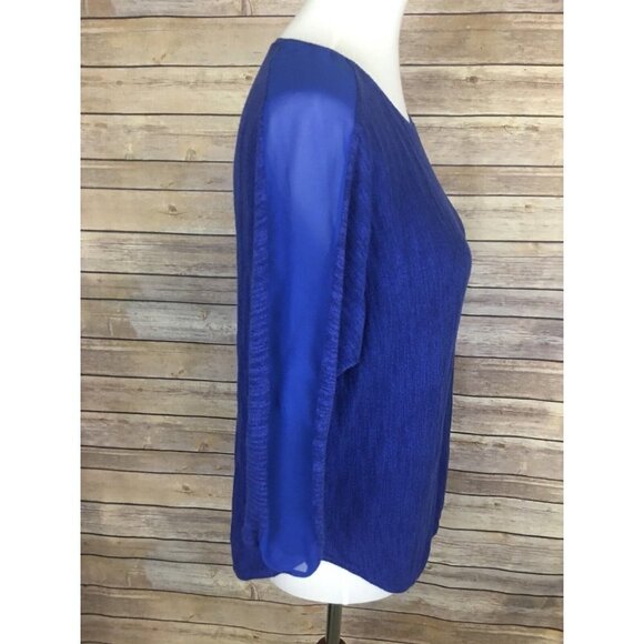 Anthropologie Moth Small Sweater Sheer Sleeve Detailing Blue Dolman Sleeves - Picture 5 of 9
